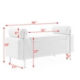 thumbnail image 4 of 44" End of Bed Bench, Elegant Upholstered Linen Storage Ottoman Bench Stool with Cylindrical Arms and Gold Accent Iron Legs for Front/Food of Bed Bedroom Entryway Living Room, Neige, 4 of 9
