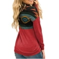 thumbnail image 4 of Suéter de patchwork de manga larga rojo para mujer, holgado, estampado informal, bolsillos, talla L, 4 of 6