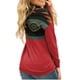 thumbnail image 4 of Sudadera holgada estampada para mujer con bolsillos, talla S, suéter de patchwork de manga larga rojo, 4 of 6