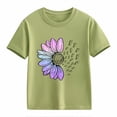 thumbnail image 4 of CPNG Girls Sunflower Shirts Cute Summer Crew Neck T-Shirt Floral Graphic Short Sleeve Tees Tops Casual Loose Tees(Mint Green,10-11 Years), 4 of 5