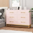 thumbnail image 2 of Twister.CK 6 Drawers Double Dresser for Bedroom, Chest of Drawers for Living Room Hallway Entryway, Pink, 2 of 7