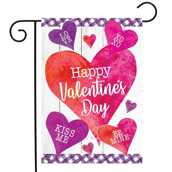 Briarwood Lane Valentine's Watercolor Hearts Garden Flag