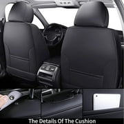Coverado Black Car Seat Covers Front, Waterproof Faux Leather Auto Seat Protectors with Lumbar Support, Luxury Automotive Interior Accessories Universal Fit Most Cars SUV Trucks