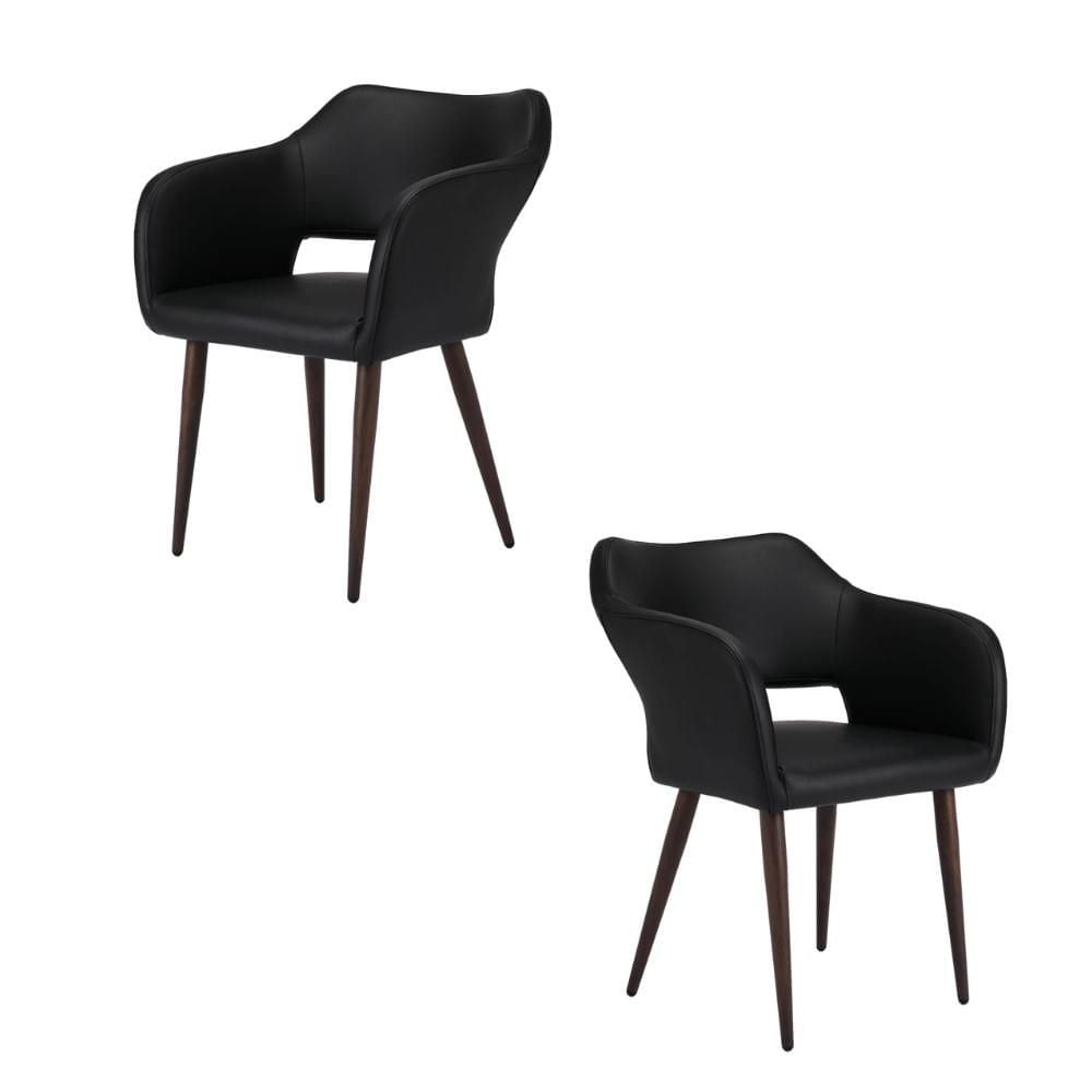 Lot de 2 chaises de conférence (PU) noires pour salle à manger