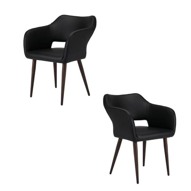 Plata Décor Import Inc Lot de 2 chaises de conférence (PU) noires pour salle à manger