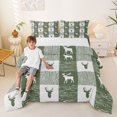 thumbnail image 2 of Castle Fairy Wood Grain Moose Queen Comforter Set 3 Pieces,Geometric Plaid Comforter Sets Queen,Sage Off White,Grey Reversible,1 Comforter and 2 Pillowcases, 2 of 6