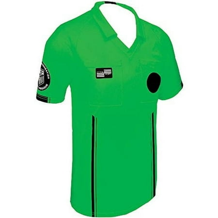 new ussf mens economy soccer referee ss shirt green / small