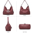 thumbnail image 3 of Vonmay Hobo Bag for Women Classic Buckled Shoulder Bag Soft Leather with Zip Pockets, 3 of 6