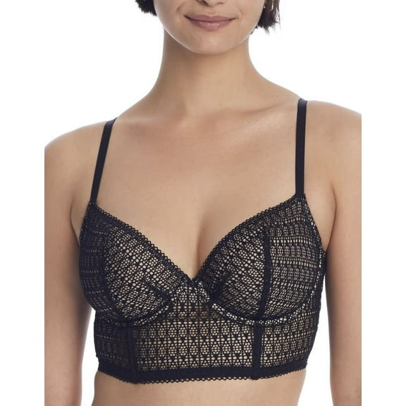 NEARLYNUDE Midnight Modern Geo Longline Underwire Bra, US 2X-Large, NWOT