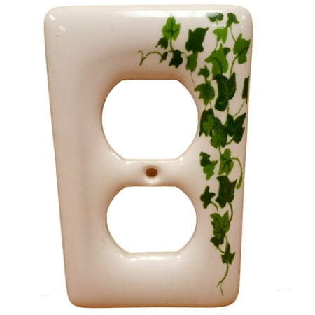 Receptacle Cover Plates - Leviton Green Vine Pattern Ceramic Receptacle Wallplate Duplex Outlet Cover 89503-GRN