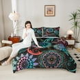 thumbnail image 4 of Homewish Bohemian Mandala 3 Pieces Queen Comforter Set for Female Women Men,Bohemian Flower Ultra Soft Bedding Sets,Exotic Style Bedding Comforter Set,Luxury Bedroom Decor,Reversible, 4 of 8