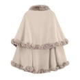 thumbnail image 3 of DAFPZW Medieval Women's Poncho Cloak Renaissance Double-Layered Faux Fur Cape Coat with Faux Rabbit Fur Collar, 3 of 5
