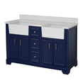 thumbnail image 5 of Zelda 60" Double Farmhouse Bathroom Vanity with Royal Blue Cabinet and Quartz Top, 5 of 6