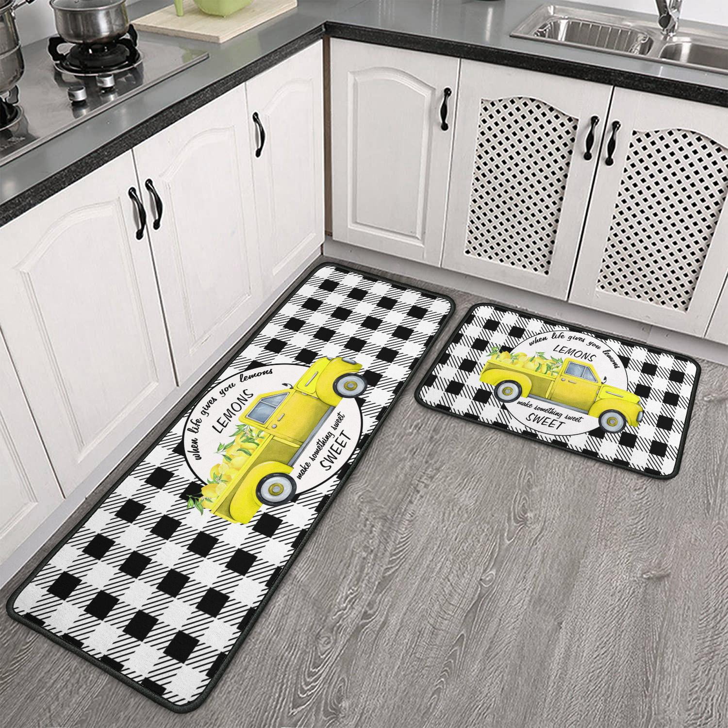 Lemons Sweet Kitchen Rugs Set Of 2 Non Skid Kitchen Floor Rug and Mat