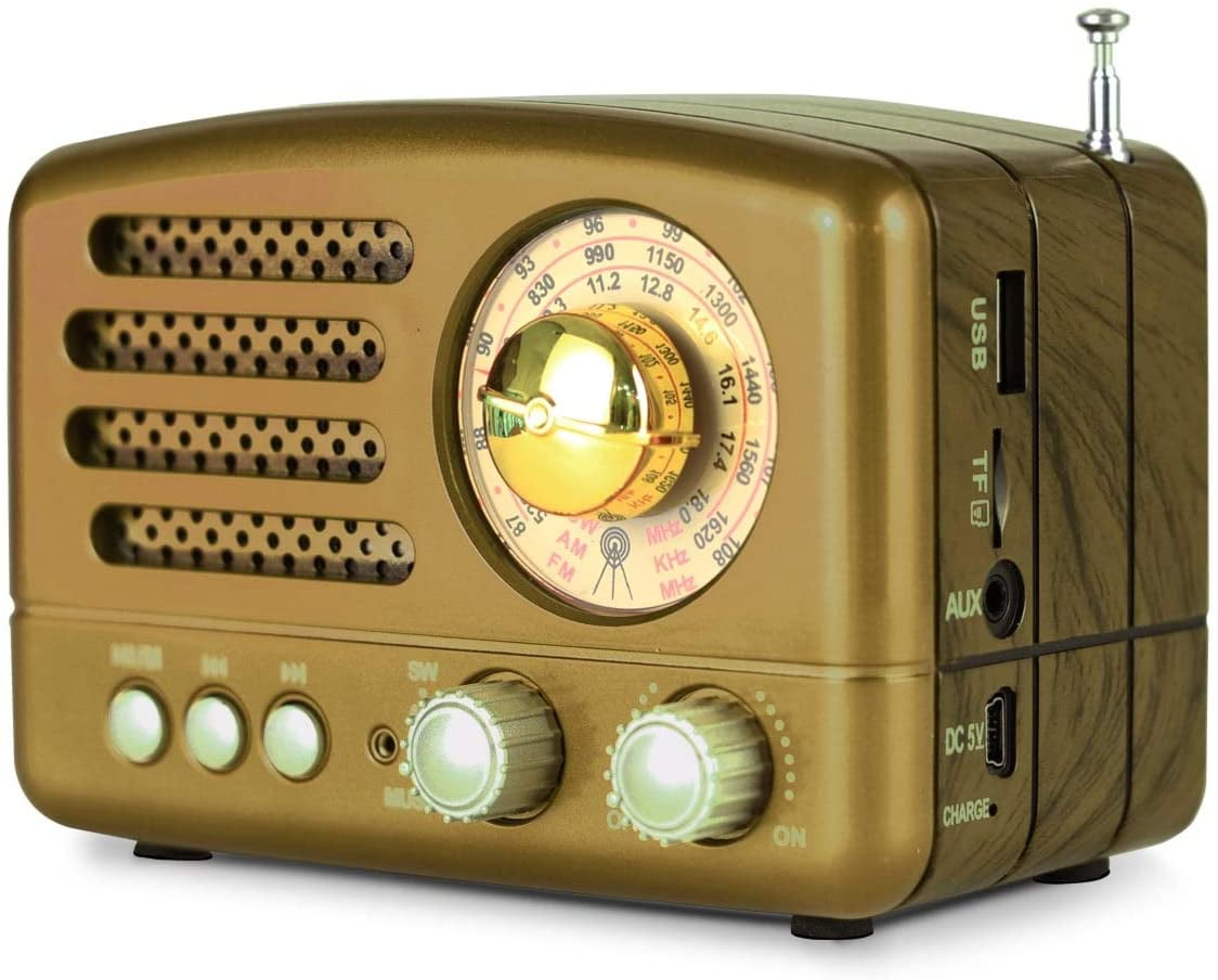 Retro Bluetooth Speaker, Portable, Am, Fm Shortwave Radio, Rechargeable