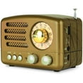 thumbnail image 1 of Retro Bluetooth Speaker, Portable, Am, Fm Shortwave Radio, Rechargeable, Support Tf Card / Aux / Usb Mp3 Player, Gold, 1 of 7