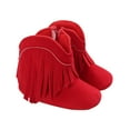 thumbnail image 2 of Hinvhai Baby Girls Cowboy Tassel Boots with Side Zipper,Fashion Non Slip Soft Sole Infant Booties Suede Toddler First Walker Boots Shoes Red 6.5(13), 2 of 6