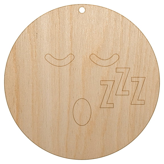 Sleeping Face Tired Emoticon Wood Holiday Christmas Tree Ornament Unfinished DIY Pre-Drilled Craft