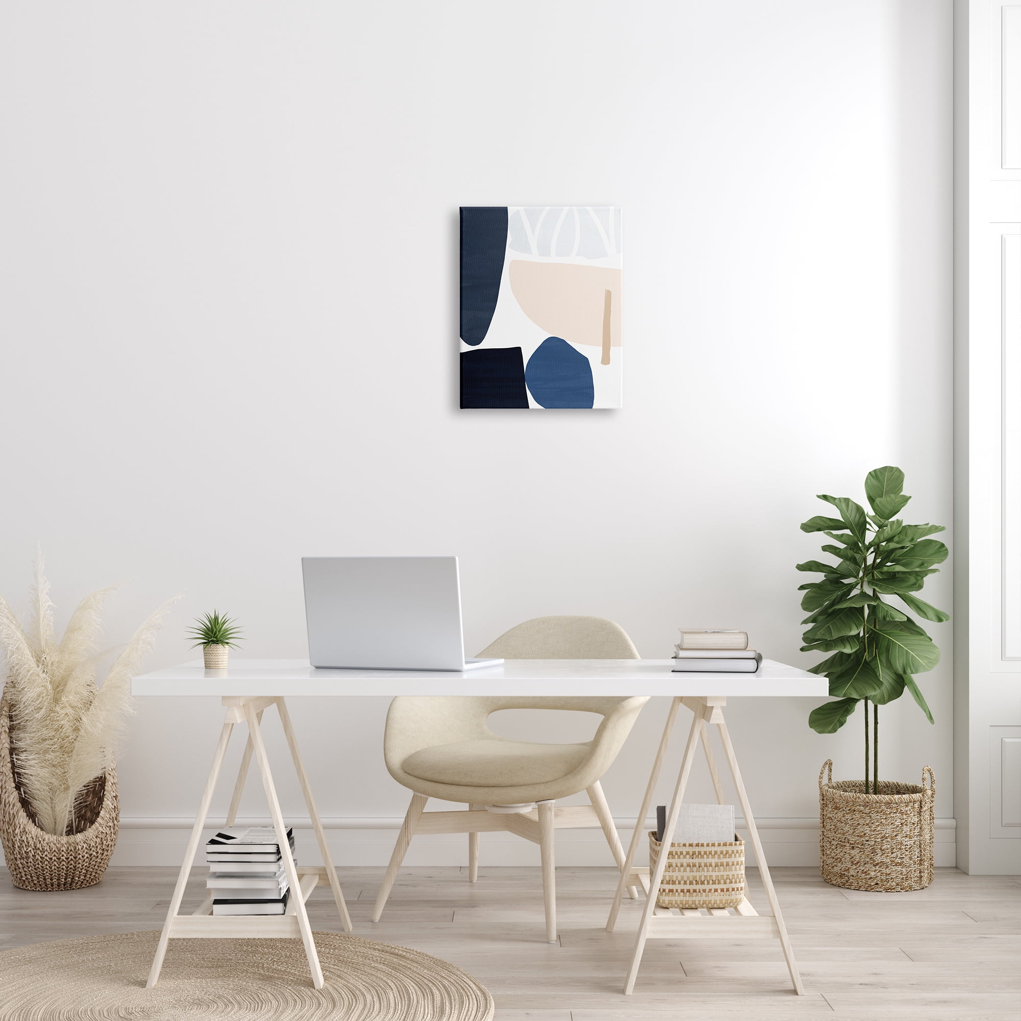 Stupell Indtries Abstract Shape Collage Modern Blue Pink Beige ,16 x 20,Design by Victoria Barnes