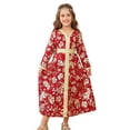 thumbnail image 2 of BRGZLK Muslim Dress for Girls Middle East Ramadan Long Sleeve Ethnic Style Dress Arabic Long Robe Skirt Gown Red A 6-7 Years, 2 of 5