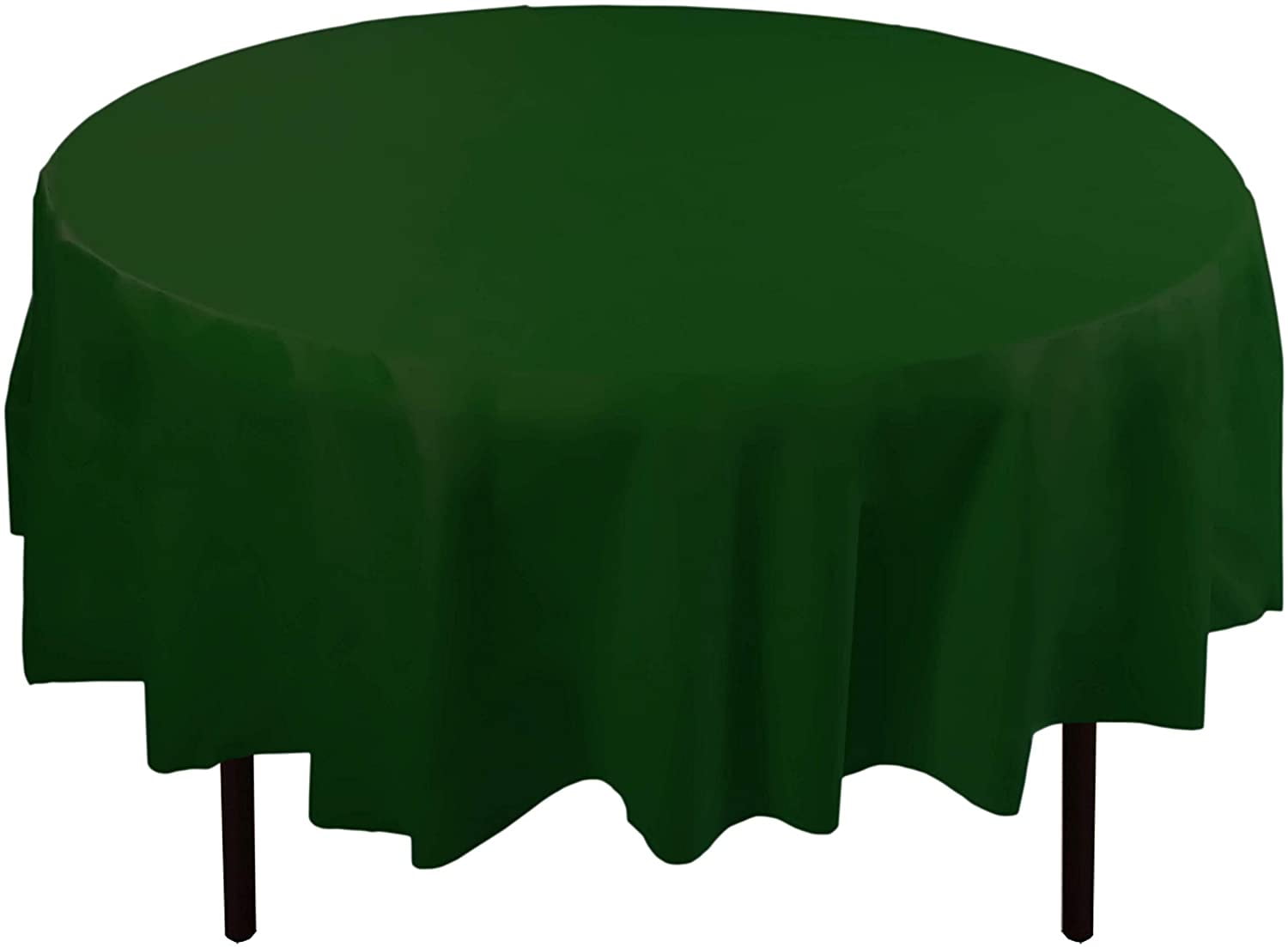 Bulk Premium Plastic Disposable 84 inch Round Tablecloth, Dark Green