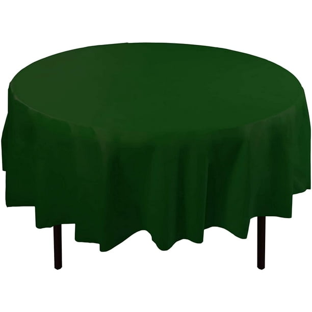 Bulk Premium Plastic Disposable 84 inch Round Tablecloth, Dark Green