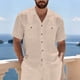 thumbnail image 1 of Ceisia Men's Relaxed Fit Short Sleeve Cuban Collar Cotton Linen Blend Shirt with Dual Chest Pockets Khaki XXL Gifts, 1 of 9