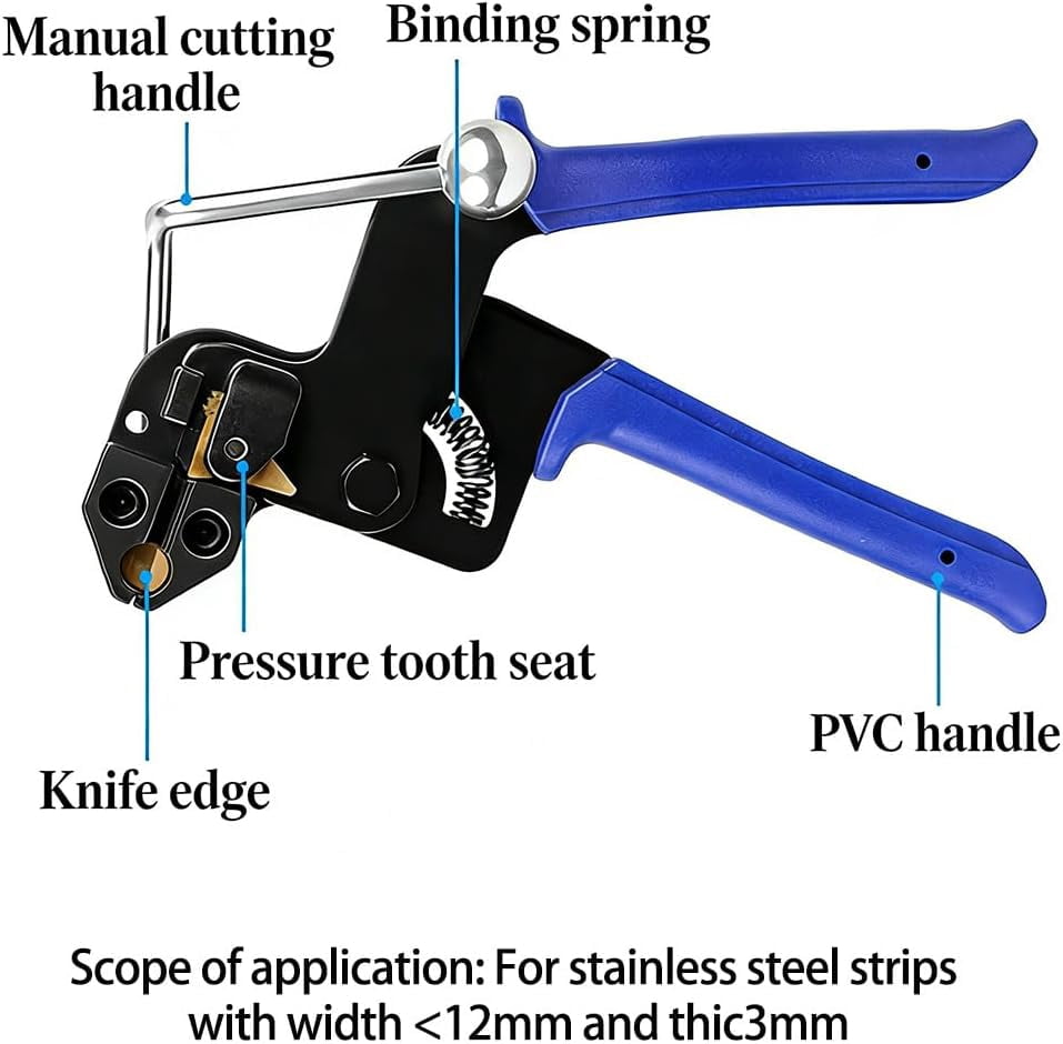 Stainless Steel Cable Tie Gun with Metal Zip Ties, Heavy Duty Tensioning and Cutting Tool, 304 Stainless Steel Cable Tie Gun Kit for Fence, Exhaust, Cable Management (1PC)