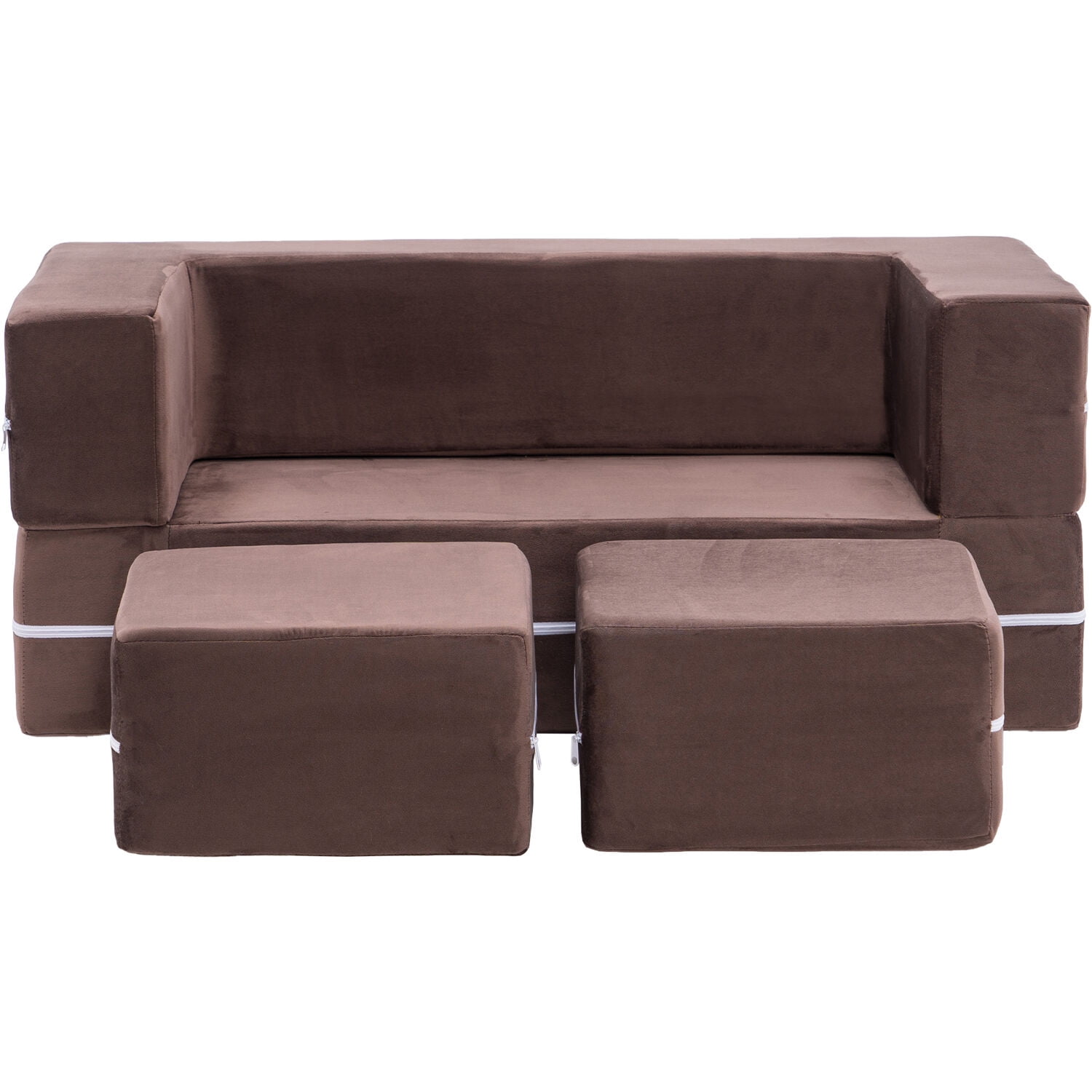 Critter Sitters Modular Microfiber Sofa for Children's Playroom, Brown