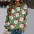 thumbnail image 4 of Gibobby Sudadera navideña mujer Blusa de manga larga con cuello en O para mujer, para uso diario, en casa, al libre, con estampado navideño(Verde,CH), 4 of 5