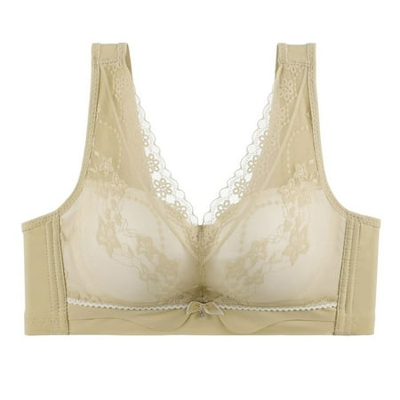 Mrasaso Weekly Deals! Workout Tops for Women Women Nylon Bra Women s Lace Thin Style Ventilated Large Size Bra Wireless Design Without Steel Rim(1pc Bra) Yellow|34