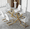 71" Table+6 White Chairs(Gold), variant on LUFTUT 71" Glass Dining Table Set for 6, Modern Dining Room Table with Gold Metal Legs and 6 Faux Leather Upholstered Chairs, Rectangle Dining Table for Kitchen and Dining Room
