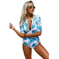 thumbnail image 1 of Maillot de Bain une Pièce à Manches Mi-Longues/longues Imprimé Zippé pour Femmes S-TTG, 1 of 7