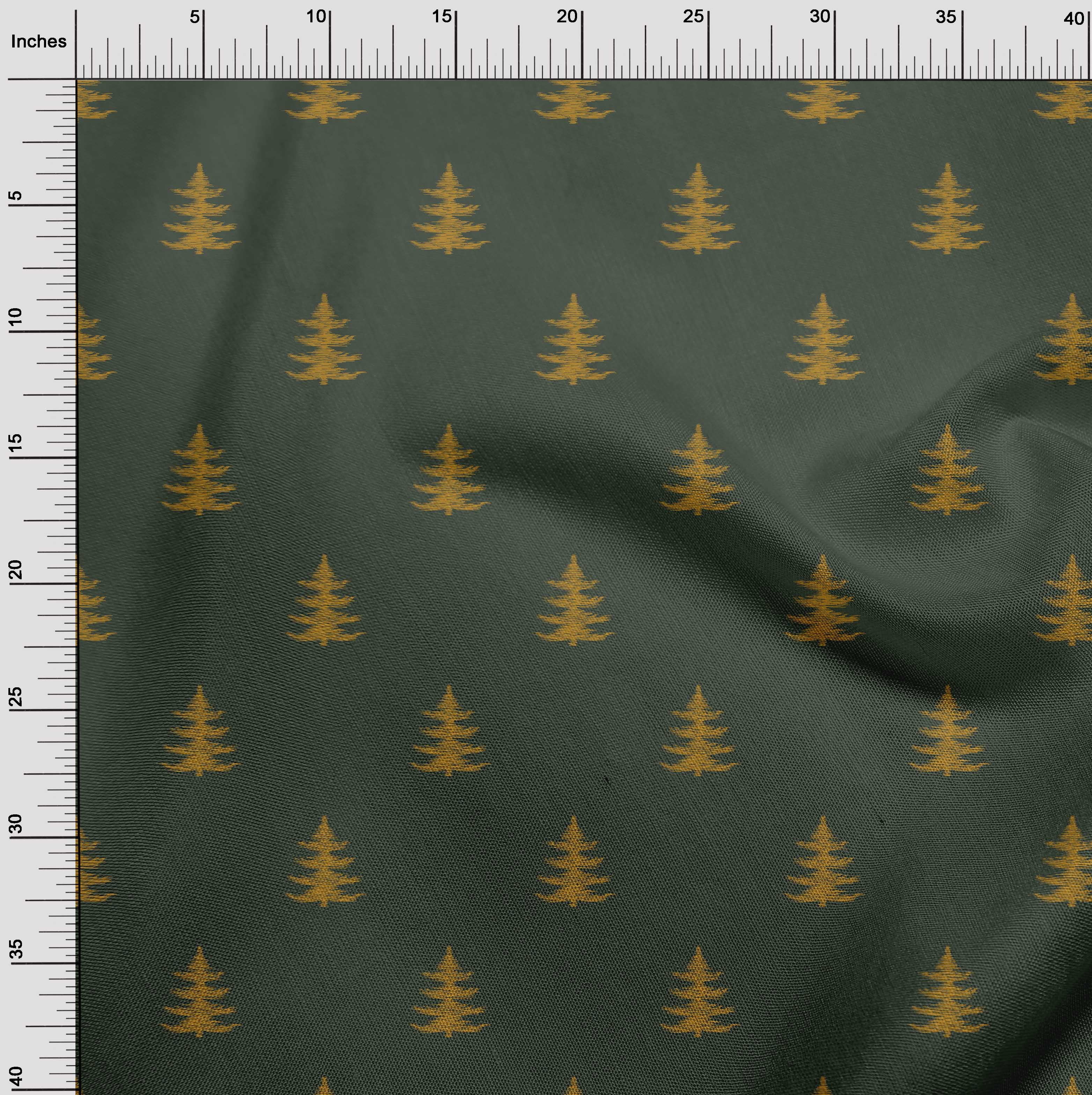 oneOone Georgette Viscose Fabric Christmas Tree Ikat Printed Fabric 1 Yard 42 Inch Wide
