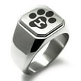 thumbnail image 1 of Stainless Steel Letter H Initial Cat Dog Paws Monogram Engraved Engraved Square Flat Top Biker Style Polished Signet Ring, 1 of 1
