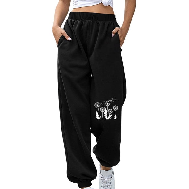 Pantalones deportivos largos Augper para mujer, de moda, para otoño e invierno, para vacaciones, fitness, deportivos, holgados, con estampado y cintura elástica.