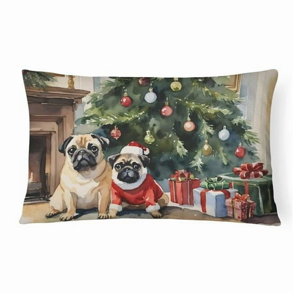 3 x 16 x 12 in. Pug Cozy Christmas Throw Pillow