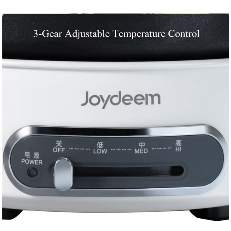 Joydeem JD-3702W Multifunctional Cooking Pot,Smokeless Indoor Grill,3.5L  Shabu Shabu Hot Pot,Non Stick Frying Pan,1400W,White