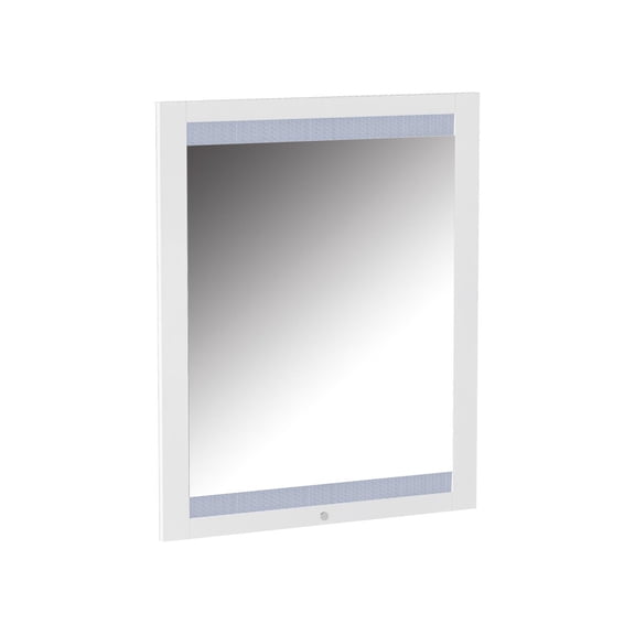 Chintaly Imports Modern White Laminate Framed Mirror With Led Light MOSCOW-MIR