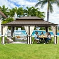 thumbnail image 4 of Hommow 14' x 20' Hardtop Gazebo with Steel Double Roof, Anti-Rust Coating Aluminum Frame Permanent Outdoor Waterproof Pavilion, 4 of 10
