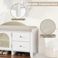 thumbnail image 4 of YIYADO Shoe Storage Bench, Storage Cabinet with 2 Drawers and 2 Rattan Door for Entryway, Bedroom, Living Room, White, 4 of 7