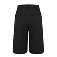 thumbnail image 3 of Lumtrix Bermuda Shorts For Women Dressy Casual High Waisted Summer Work Zipper Button Elastic Waist Pleated Knee Length Dress Shorts With Pockets Black L, 3 of 4