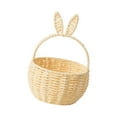 thumbnail image 4 of Cesta de almacenamiento tejida, cesta de mano con orejas de conejo, cesta de comestibles hecha a mano, cesta de picnic para huevos de Pascua, regalos Amarillo, 4 of 8