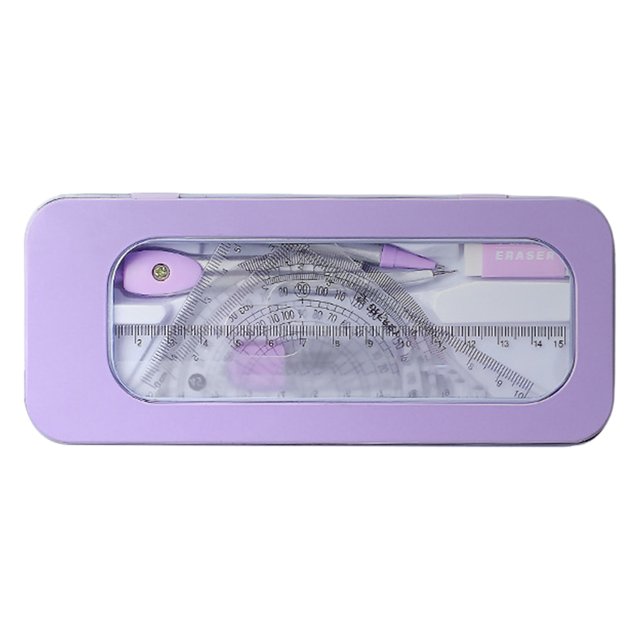 Trayknick 7Pcs/Set Student Rulers Protractor Compass Clear Scale