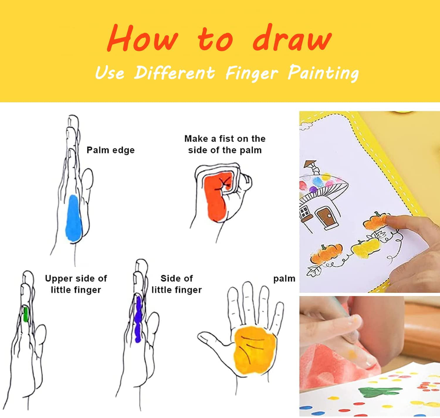 Funny Finger Painting Kit and Book for Kids, 25 Colors Ink pads for Rubber,  Fingerprint Stamp Ink Pad Finger Painting for Toddlers 1-3 : : Toys