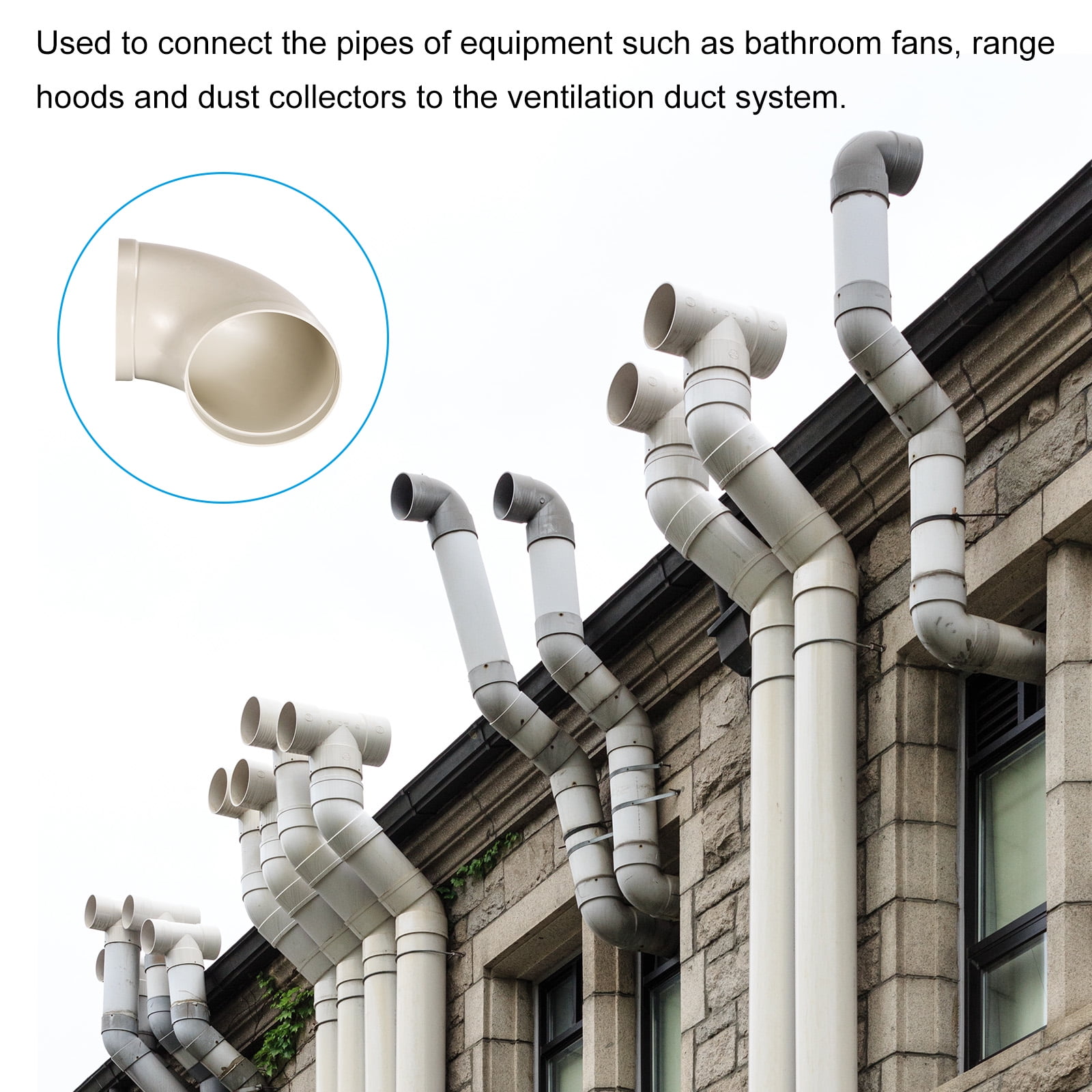 Unique Bargains Elbow Duct Pipe Connector for DIY Home Factory Vent Systems 8 inch