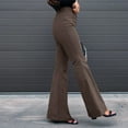 thumbnail image 3 of Fiaer,Casual High Waisted Pants for Women,Womens Plus Size Slim Fit Joggers with Pockets,Women's Buttons Flare Breathable Sweatpants Brown1 M, 3 of 7