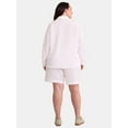 thumbnail image 2 of Just My Size Women's Plus Size Gauze Button Front Shirt and Pull On Shorts Set, 2-Piece, Sizes 0X-4X, 2 of 5
