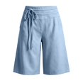 thumbnail image 4 of Shorts for Women High Waist Solid Wide Leg Shorts Drawstring Pocket Casual Womens Shorts BU2 XL, 4 of 4