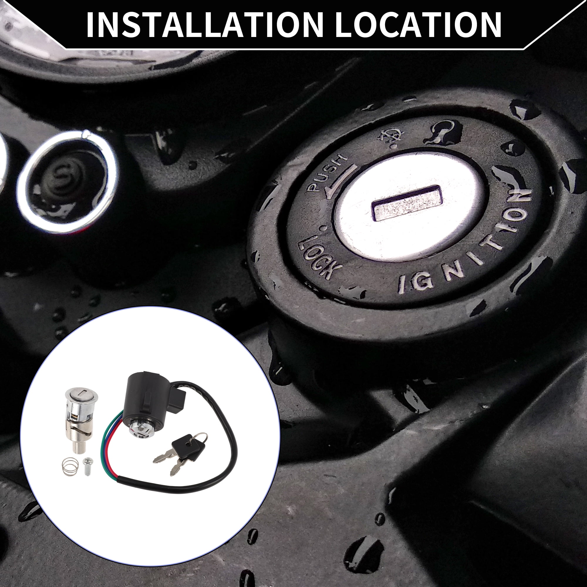 Unique Bargains Ignition Key Switch Lock Set No.7144194 for Harley-Davidson Forty Eight